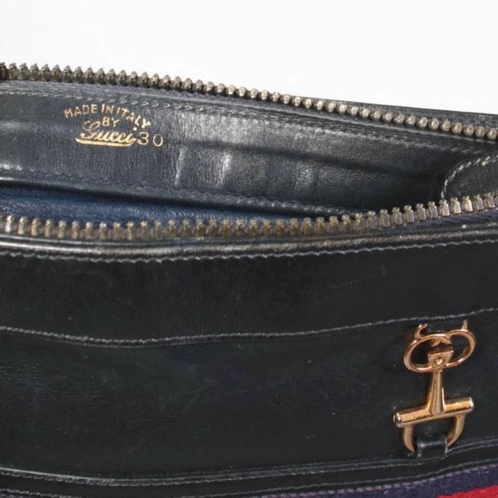 Gucci 1955 Horse-bit style navy leather hobo style shoulder bag - Picture 7 of 11